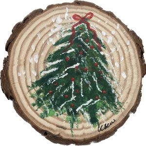 Christmas tree painting- hand painted